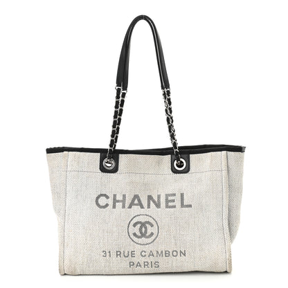 Chanel Woven Straw Raffia Small Deauville Tote Grey 1 of 16