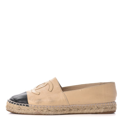 Chanel Lambskin CC Espadrilles 38 Beige Black 1 of 13