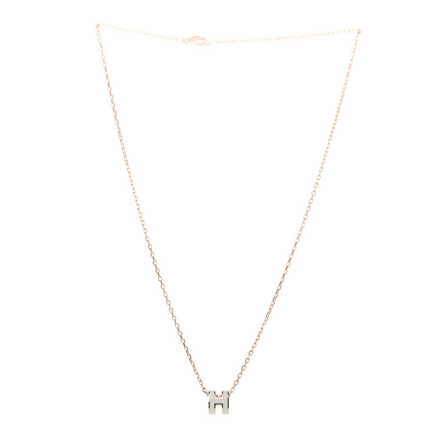 Lacquered Rose Gold Mini Pop H Pendant Necklace White