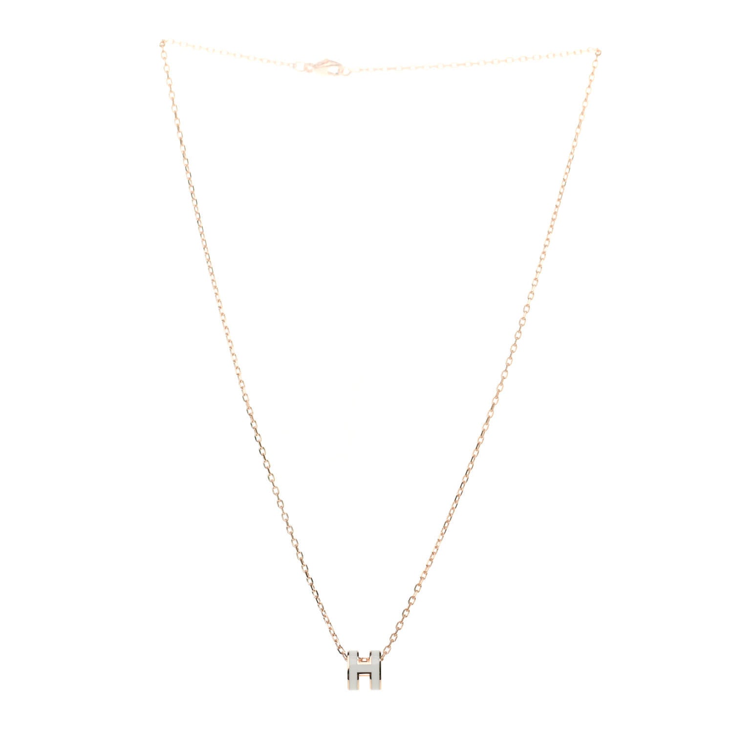 Hermes Lacquered Rose Gold Mini Pop H Pendant Necklace White 3 of 5