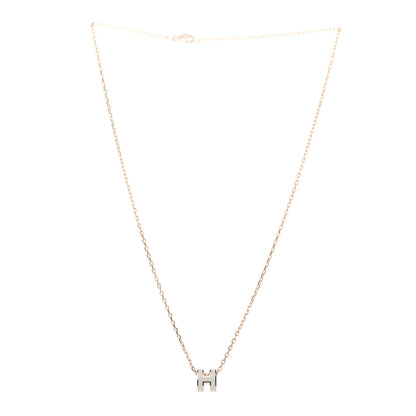 Hermes Lacquered Rose Gold Mini Pop H Pendant Necklace White 3 of 5