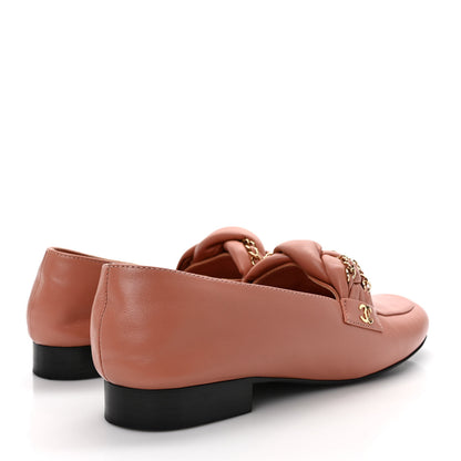 Chanel Lambskin CC Braided Chain Loafers 38.5 Powder Pink 4 of 9