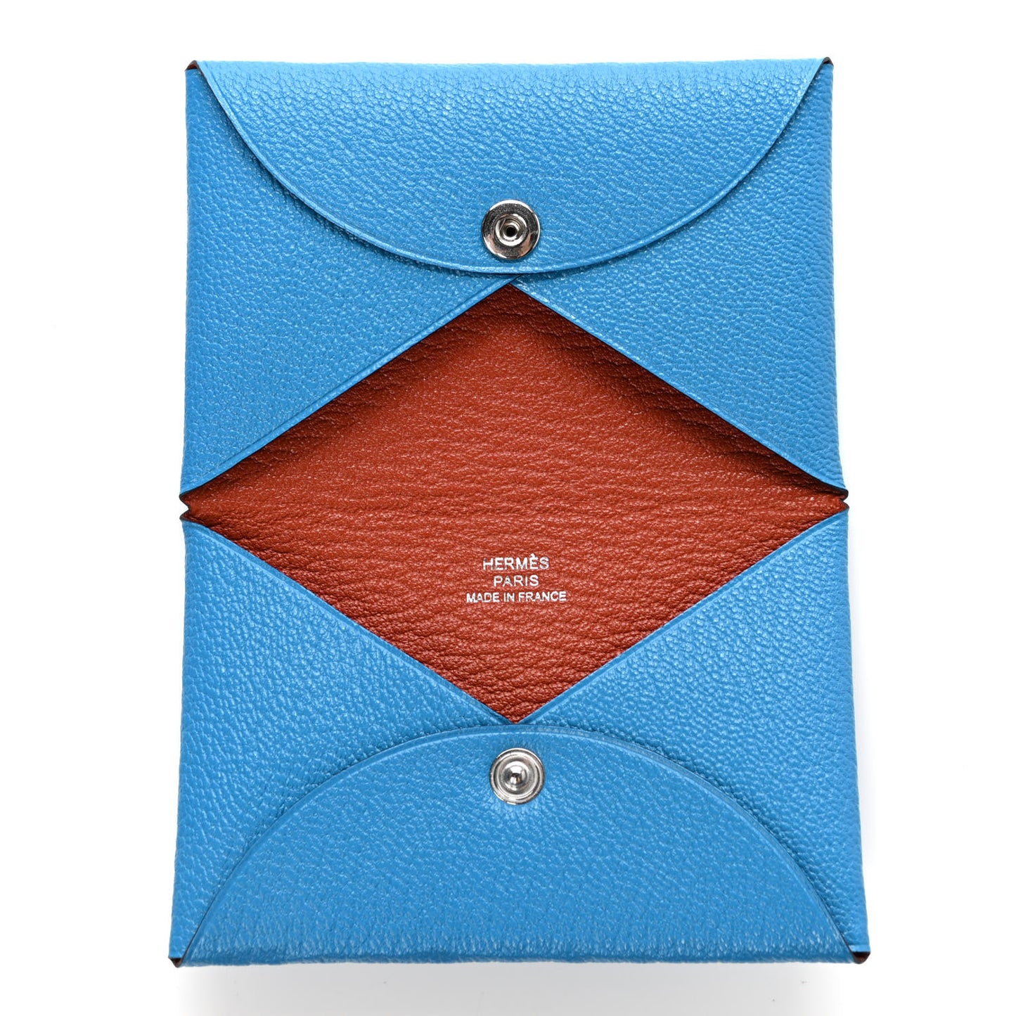 Chevre Mysore Verso Calvi Card Case Bleu Frida Cuivre