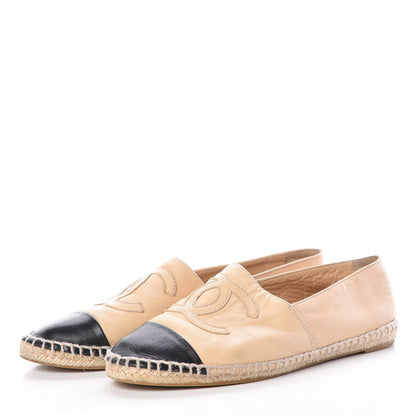 Chanel Lambskin CC Espadrilles 36 Beige Black 3 of 11