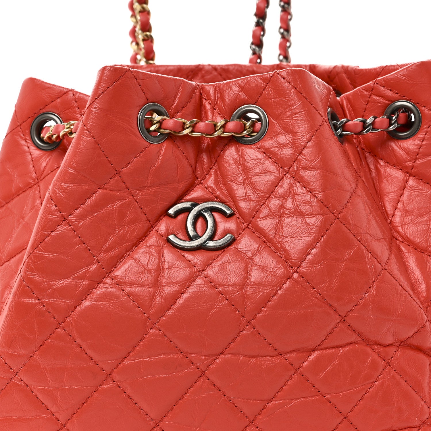 Chanel Aged Calfskin Quilted Small Gabrielle Backpack Orange 8 of 10