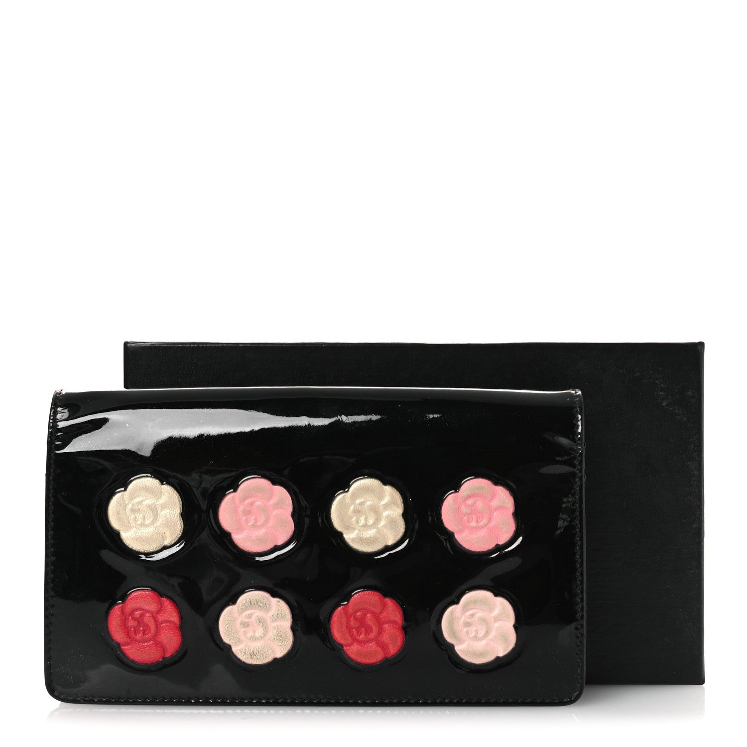 Chanel Patent Camellia Yen Wallet Black 13 of 13