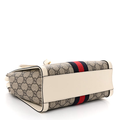 Gucci GG Supreme Monogram Textured Dollar Calfskin Web Small Ophidia Tote Bag Beige Ebony Mystic White 4 of 10