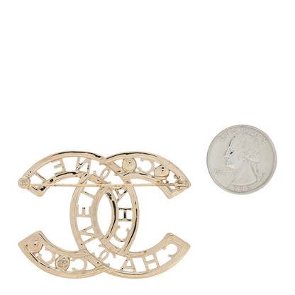 Chanel Crystal Pearl Coco CC Logo Brooch Gold 2 of 3