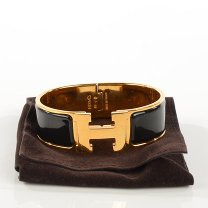 Hermes Enamel Wide Clic Clac H Bracelet GM Black 4 of 6