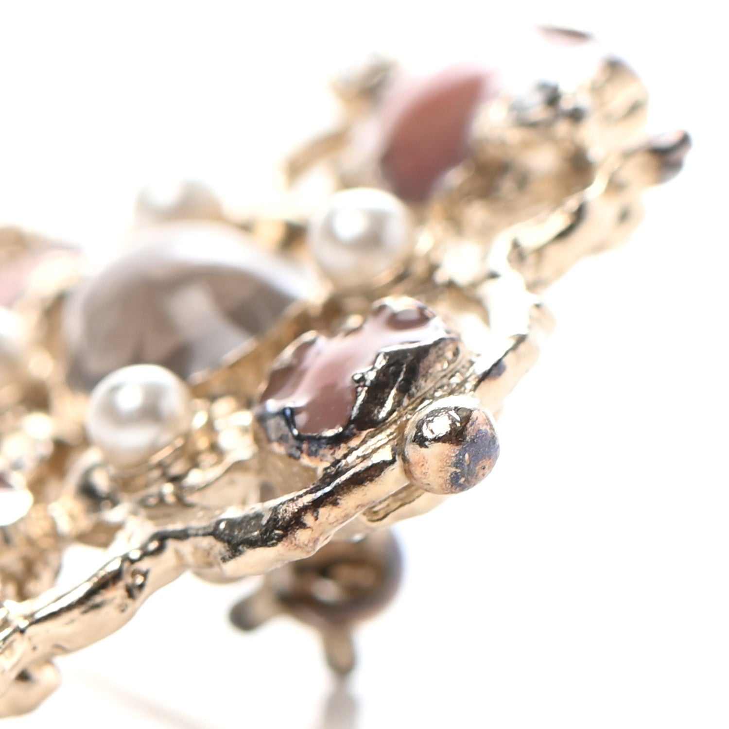 Chanel Gripoix Poured Glass Pearl Key Brooch Gold Pink 6 of 9