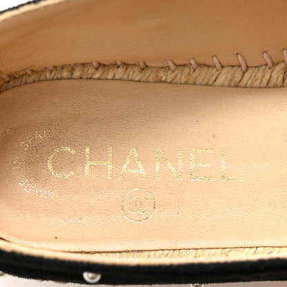 Chanel Suede Pearl CC Espadrilles 38 Black 5 of 10