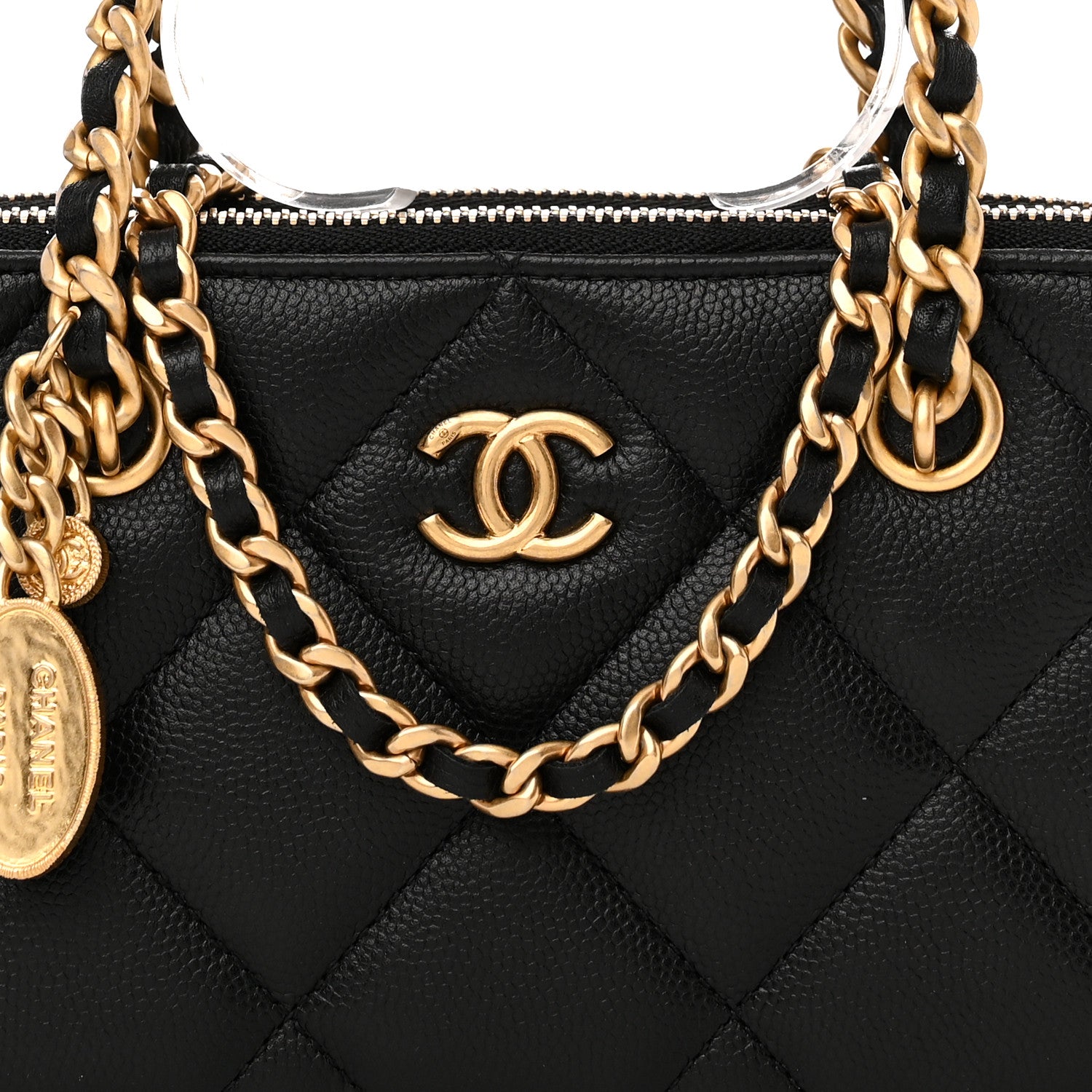 Chanel Caviar Quilted Top Handle Phone Holder With Chain Black 11 of 14