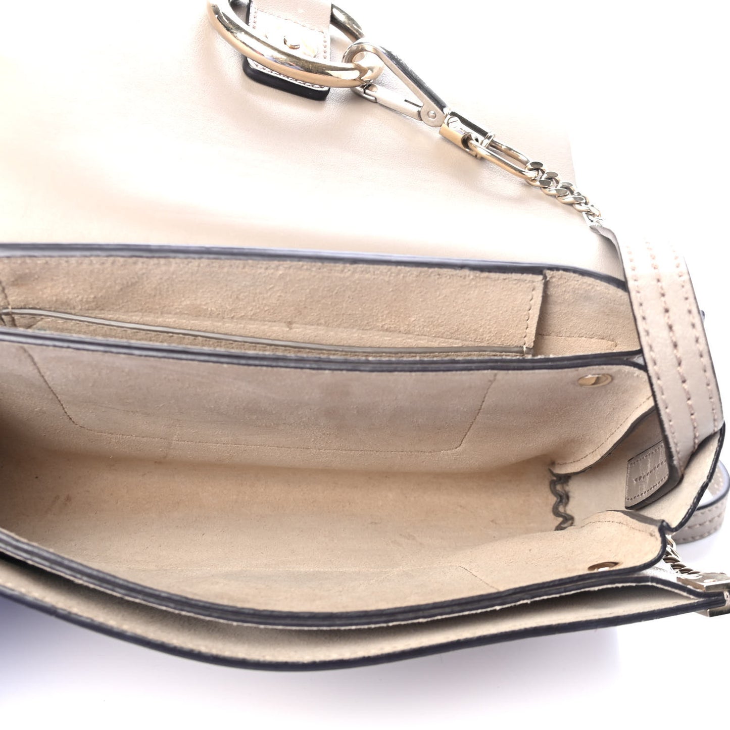 Suede Calfskin Small Faye Shoulder Bag Motty Grey