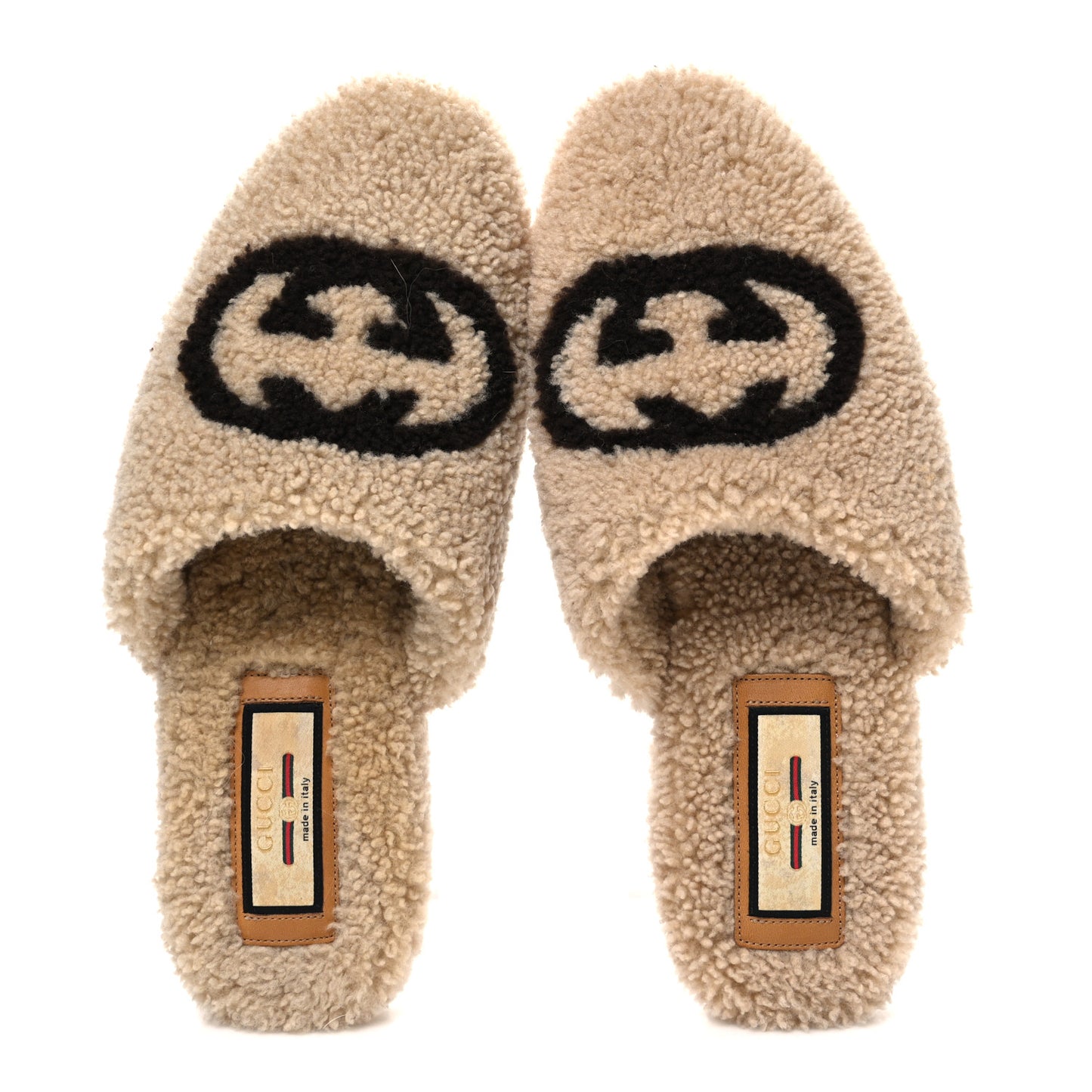 Shearling Interlocking G Womens Eileen Slippers 37.5 Butterscotch Cocoa
