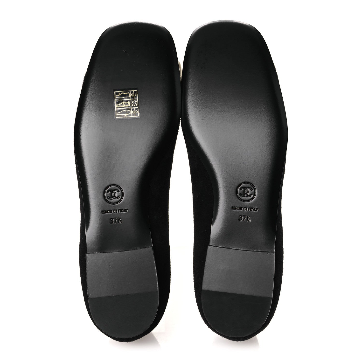 Chanel Suede Patent Cap Toe Camellia Ballerina Flats 37.5 Black White 7 of 10