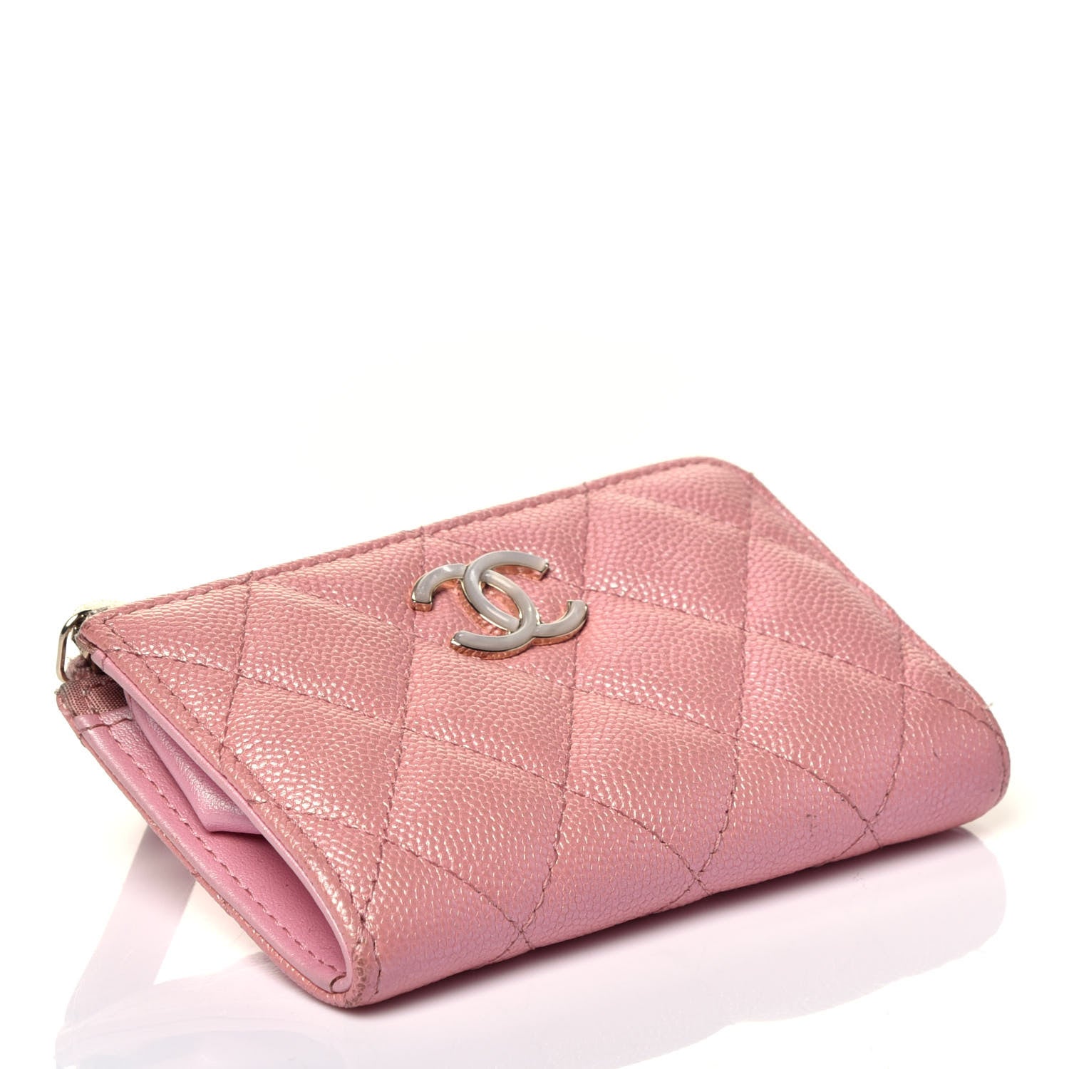 Chanel Iridescent Caviar Quilted Zipped Key Holder Case Rose Pink 4 of 7