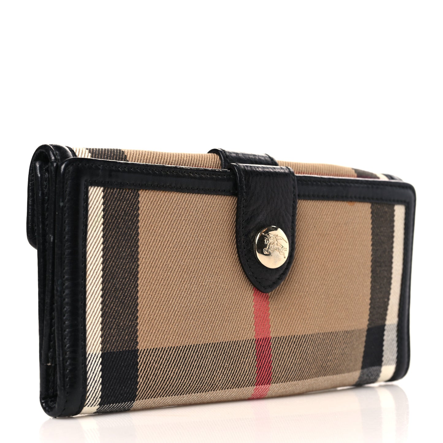 Calfskin Mega Check Continental Wallet Black