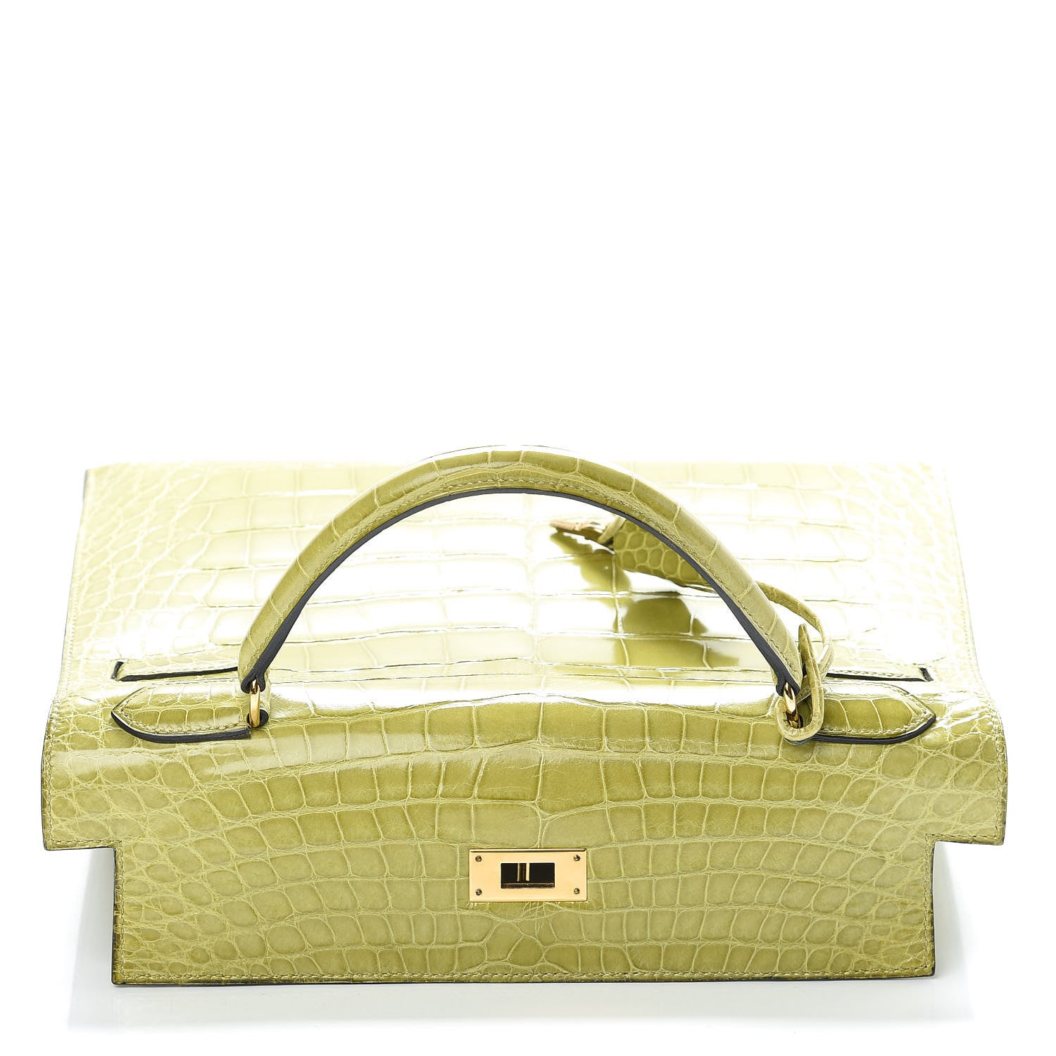 Hermes Shiny Alligator Kelly Sellier 32 Vert Chartreuse 16 of 40
