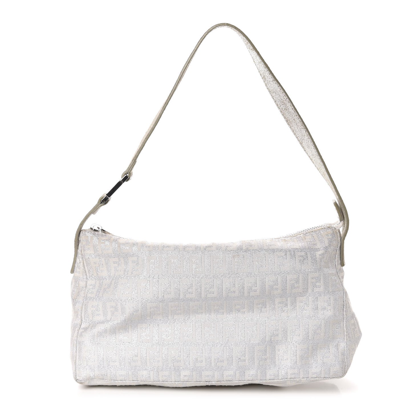 Metallic Lurex Zucchino Suede Small Shoulder Bag White Argento