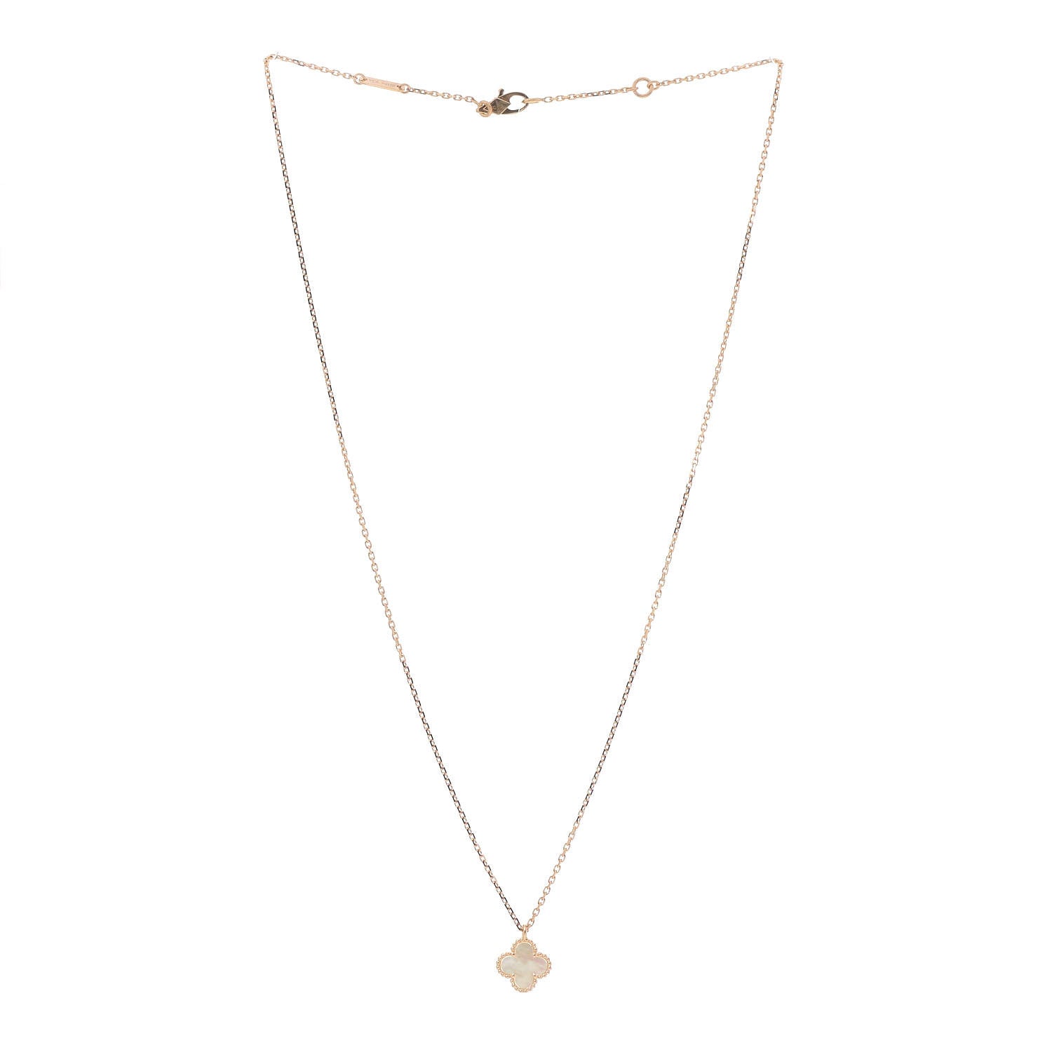 Van Cleef & Arpels 18K Yellow Gold Mother of Pearl Sweet Alhambra Pendant Necklace 3 of 7