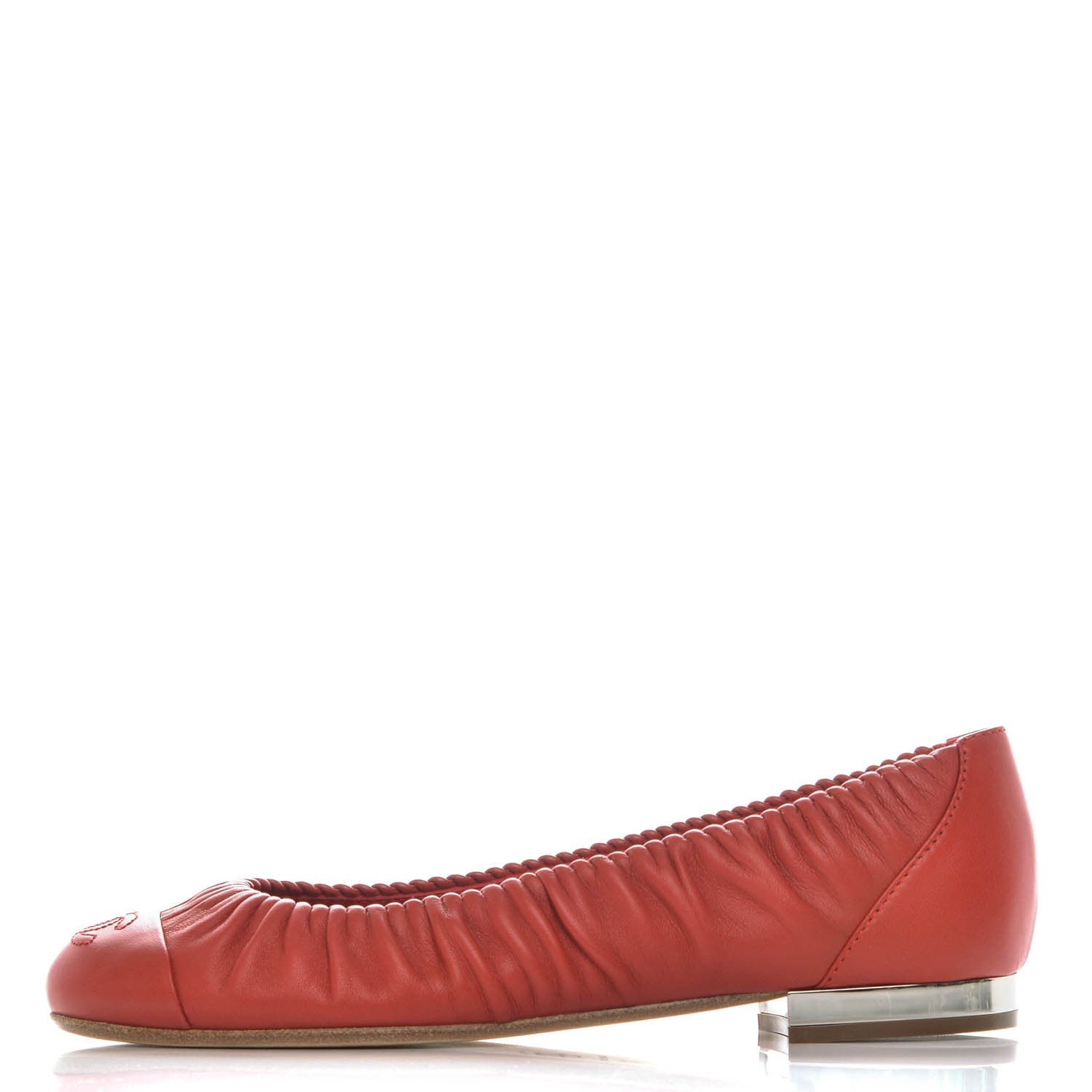 Chanel Lambskin Cap Toe Ballerina Flats 36.5 Red 1 of 8