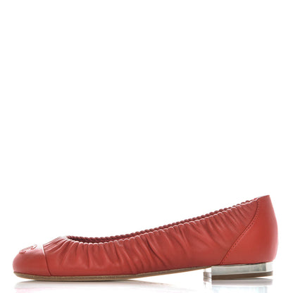 Chanel Lambskin Cap Toe Ballerina Flats 36.5 Red 1 of 8