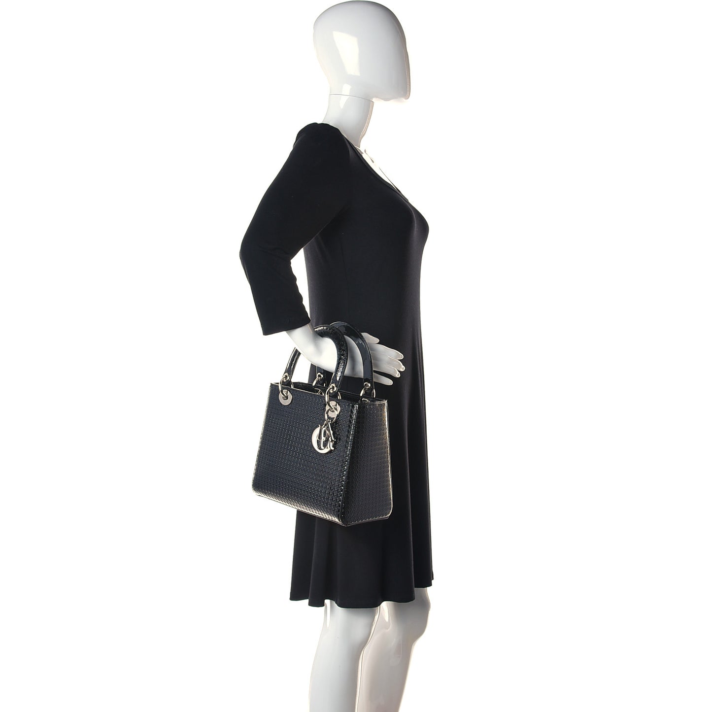 Patent Micro-Cannage Medium Lady Dior Onyx Black