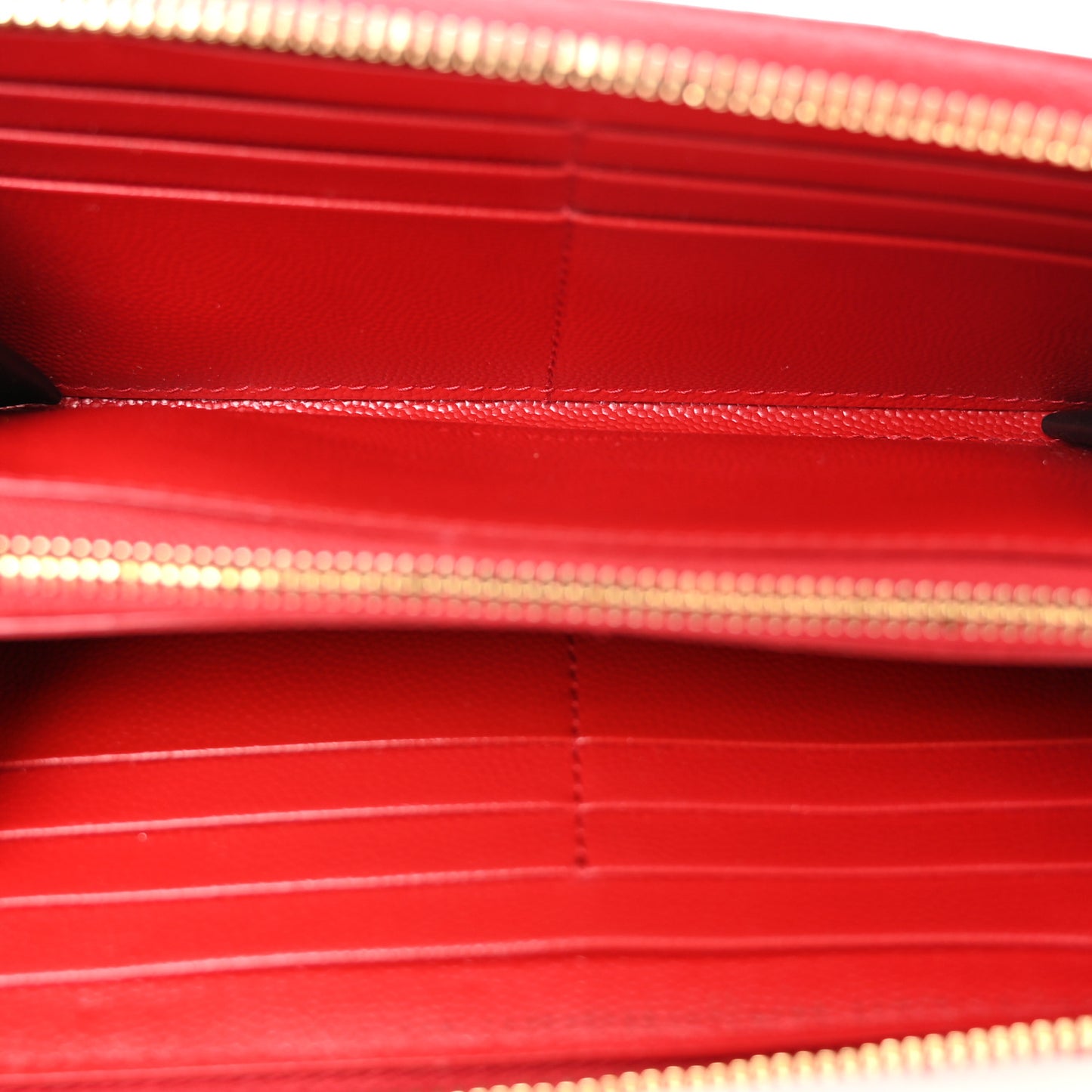Grain De Poudre Matelasse Chevron Monogram Zip Around Wallet Red