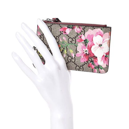 Gucci GG Supreme Monogram Blooms Key Ring Coin Case Beige Multicolor Dry Rose 2 of 6