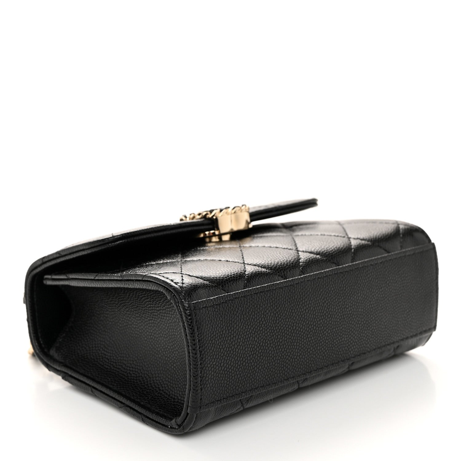 Chanel Caviar Quilted Double Chain Top Handle Flap With Chain Black 4 of 11