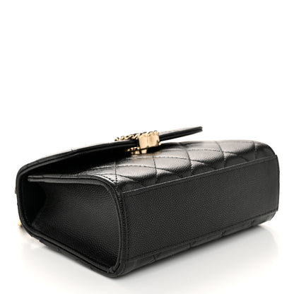 Chanel Caviar Quilted Double Chain Top Handle Flap With Chain Black 4 of 11