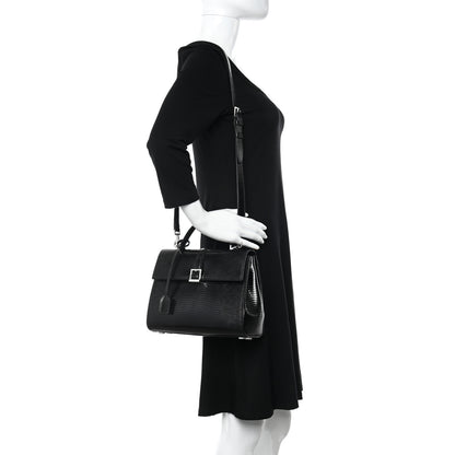 Saint Laurent Lizard Le Fermoir Top Handle Bag Small Black 3 of 10