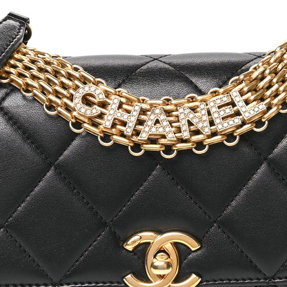 Chanel Lambskin Quilted Small CC Crystal Logo Chain Flap Black 8 of 10