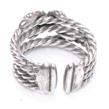 David Yurman Sterling Silver Diamond X Crossover Ring 6.5 3 of 5