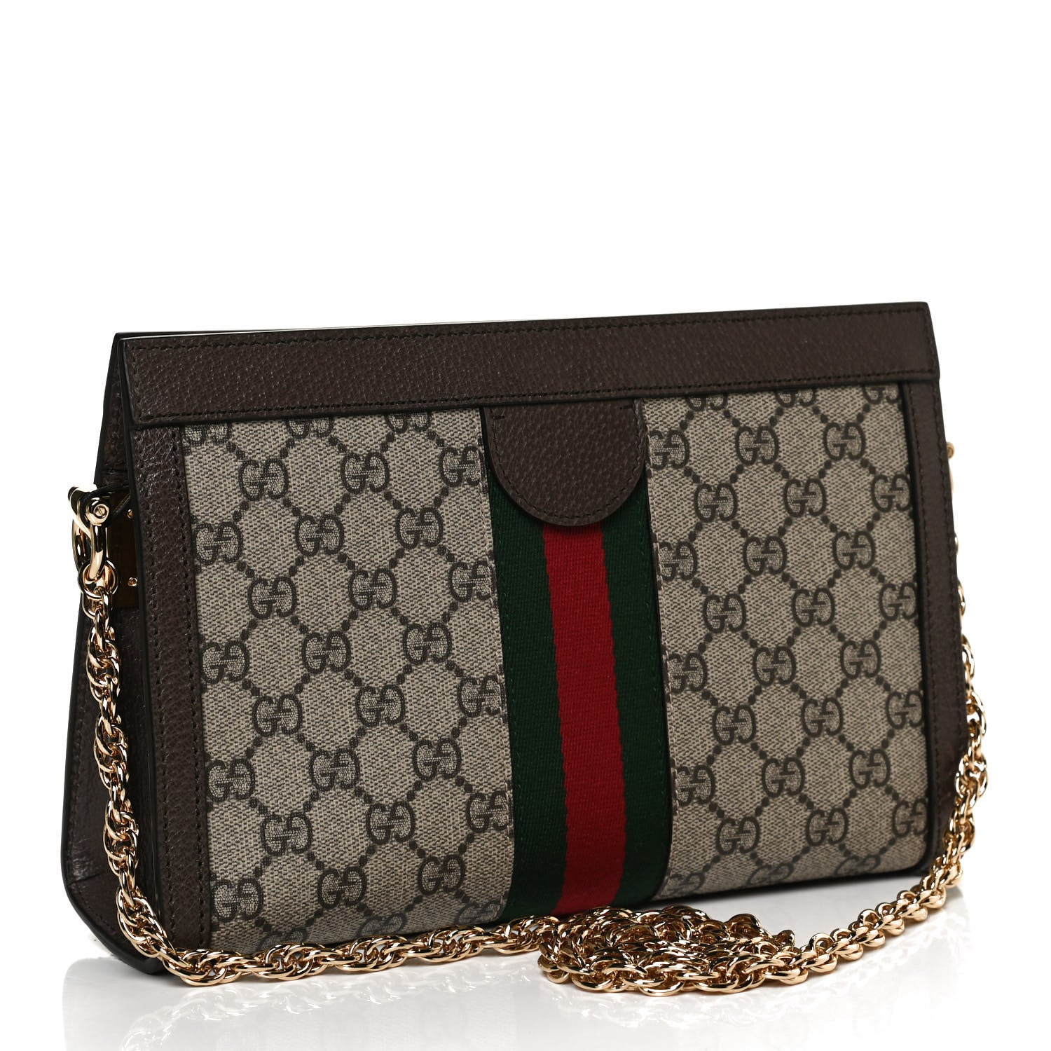 Gucci GG Supreme Monogram Web Small Ophidia Chain Shoulder Bag Brown 3 of 10