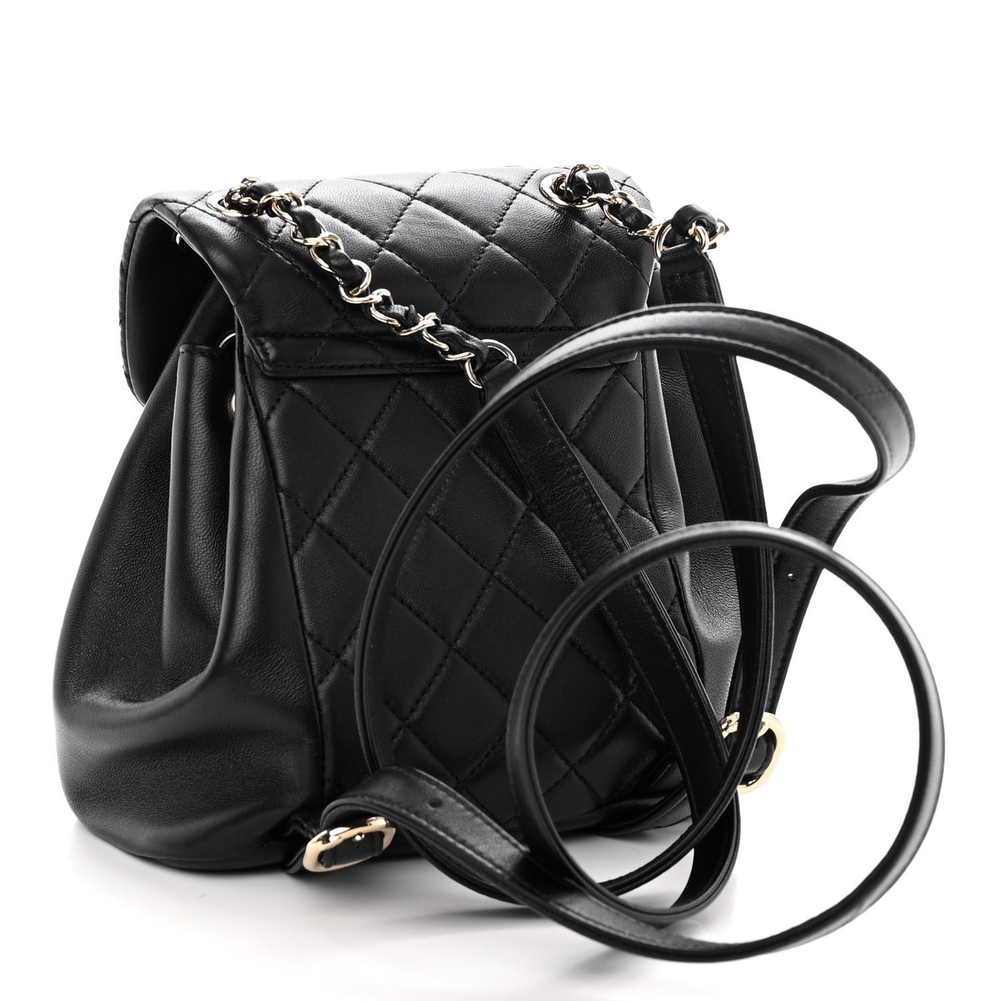 Lambskin Quilted Small Duma Drawstring Backpack Black