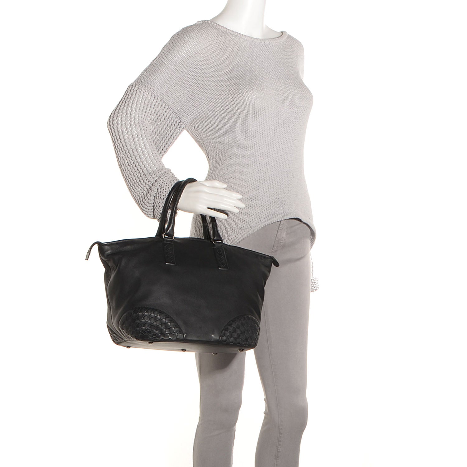 Bottega Veneta Nappa Intrecciato Small Woven Corner Tote Nero Black 2 of 8