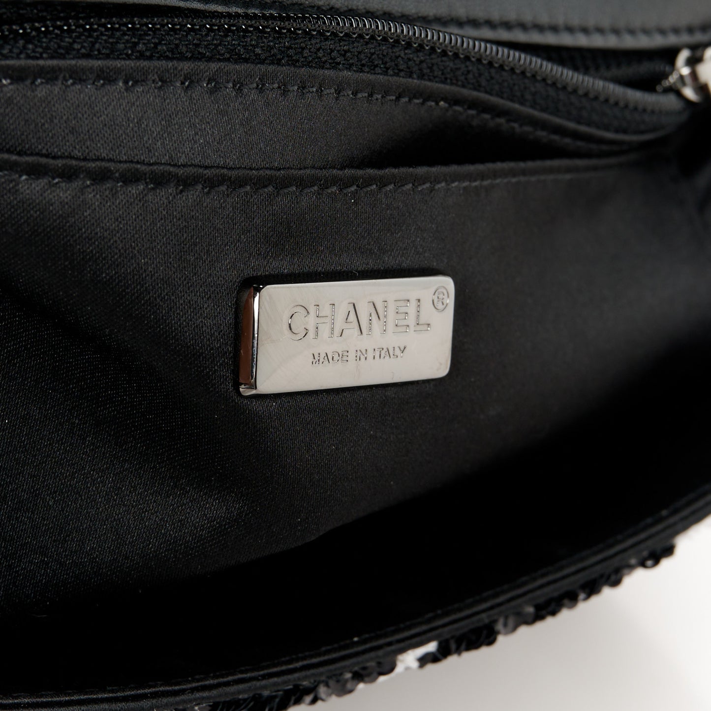 Sequin Mini Rectangular Flap Black White
