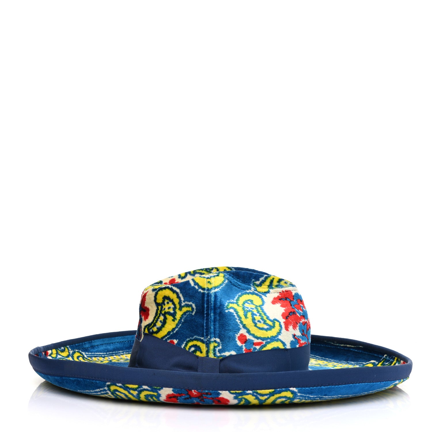 Gucci Velvet Brocade Wide Brim Hat S Periwinkle Blue 4 of 8