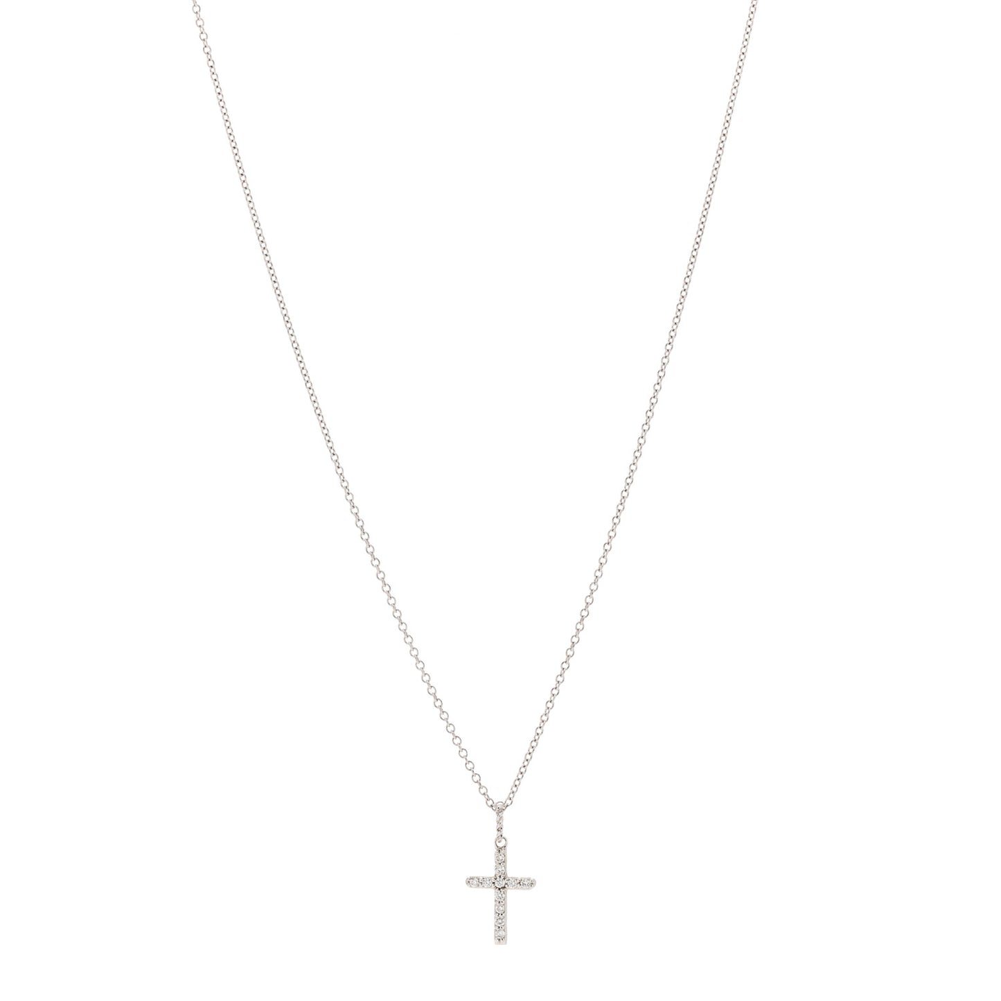 18K White Gold Diamond Cable Collectibles Cross Necklace