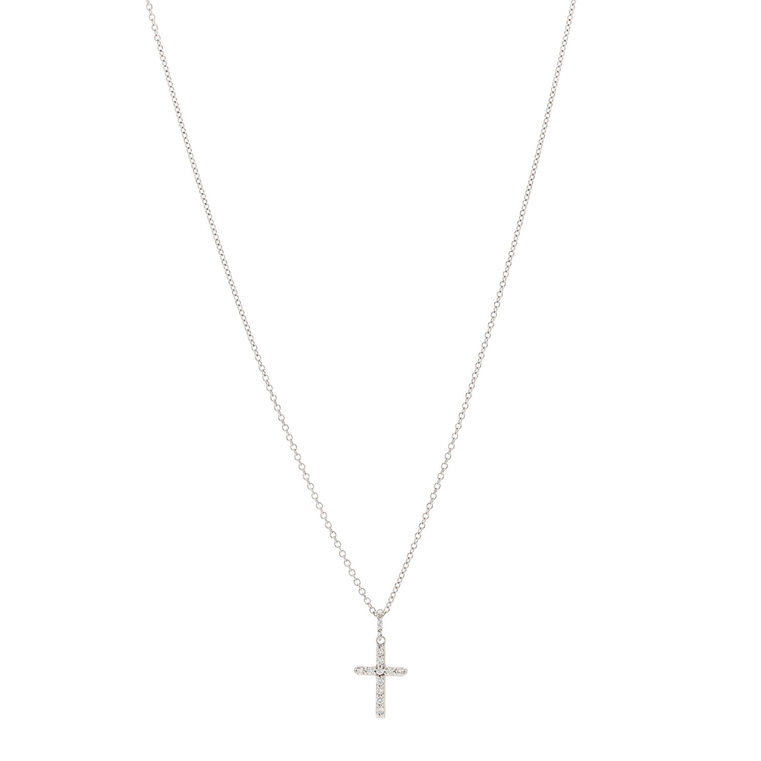 David Yurman 18K White Gold Diamond Cable Collectibles Cross Necklace 1 of 5