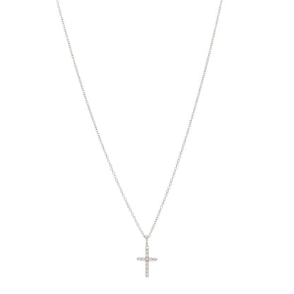 David Yurman 18K White Gold Diamond Cable Collectibles Cross Necklace 1 of 5