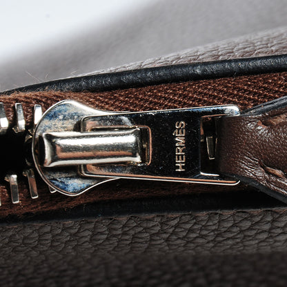 Hermes Taurillon Clemence Shoulder Atlas Chocolate 10 of 12