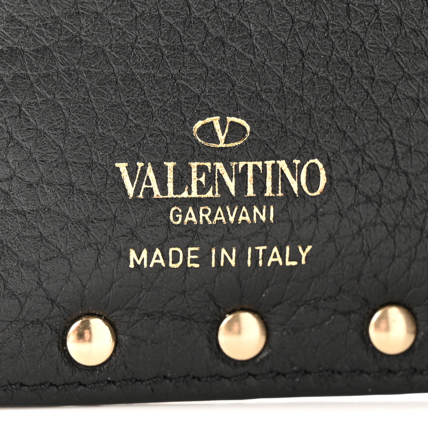 Valentino Garavani Pebbled Calfskin Rockstud Coin Case Card Holder Black 12 of 20