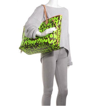 Louis Vuitton Monogram Graffiti Neverfull GM Green 2 of 7