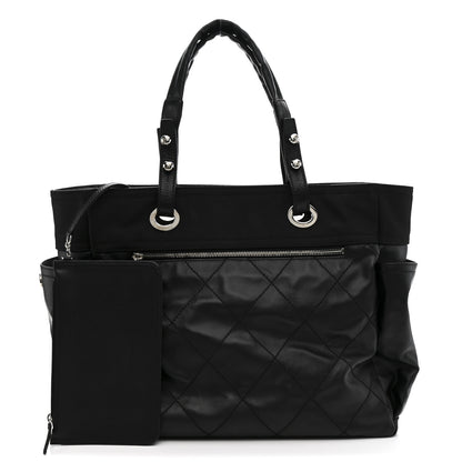 Chanel Coated Canvas Quilted Large Paris Biarritz Tote Black 3 of 17