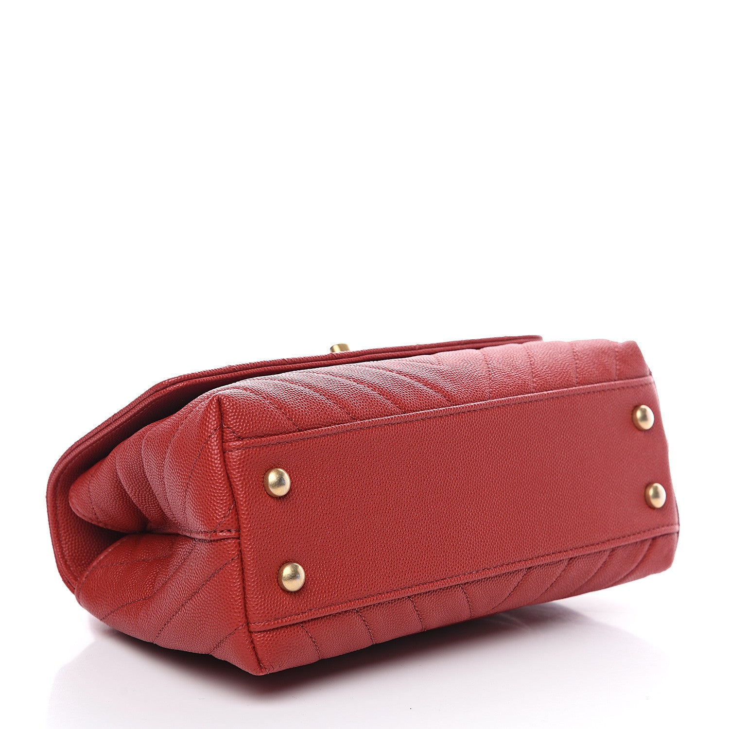 Chanel Caviar Chevron Quilted Mini Coco Handle Flap Red 3 of 9