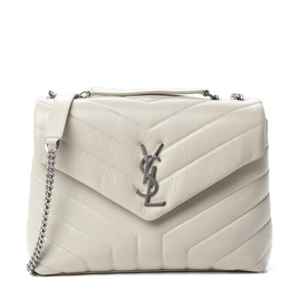 Saint Laurent Calfskin Y Quilted Monogram Small Loulou Chain Satchel Ivory 1 of 11