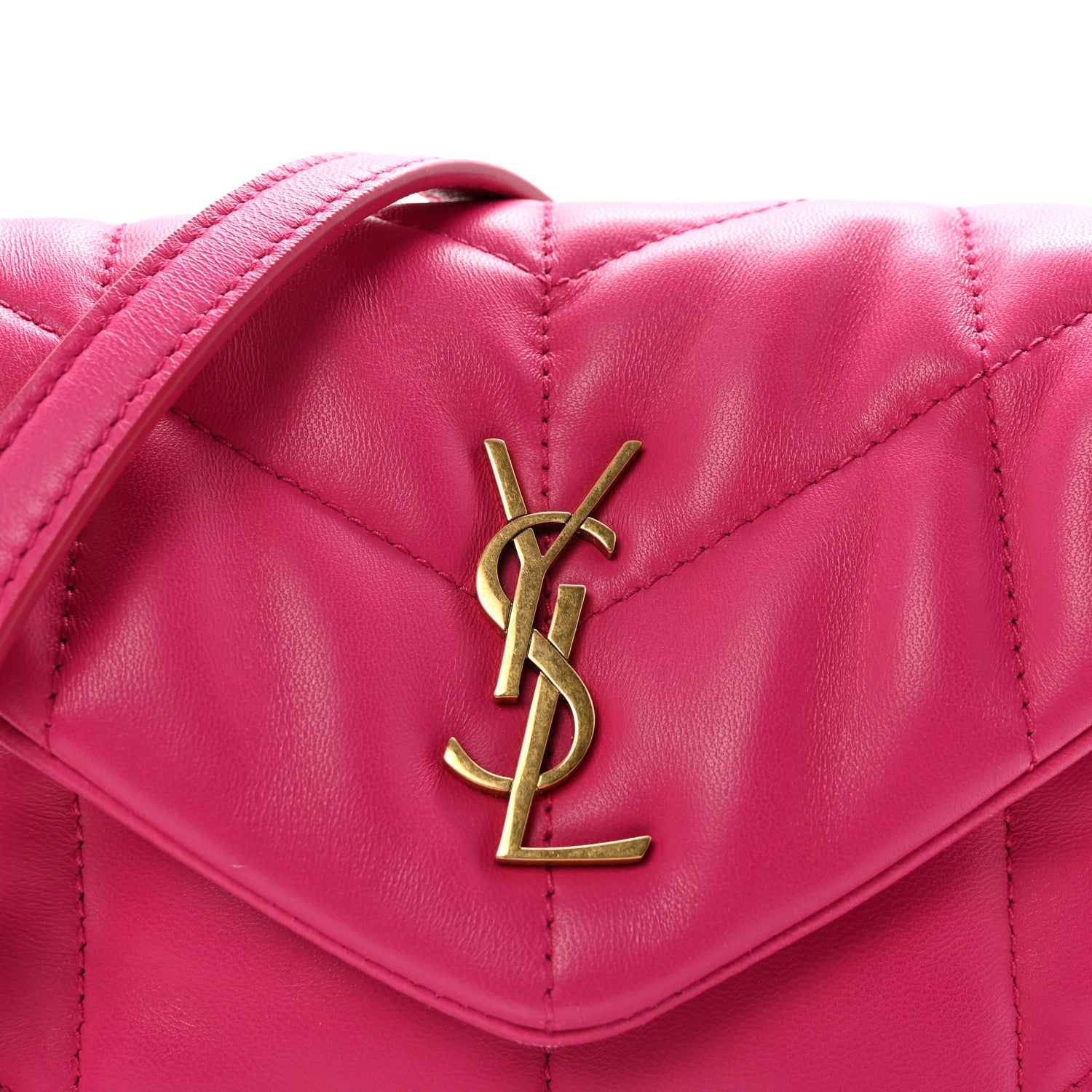 Saint Laurent Lambskin Quilted Toy Loulou Puffer Monogram Chain Satchel Bubblegum 7 of 10