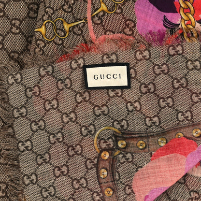 Gucci Wool Jacquard GG Monogram Big Panshie Fringe Shawl Roseate Beige 3 of 3